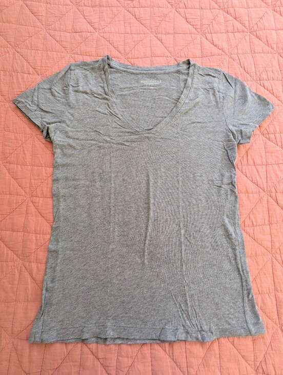 J. Crew Tops - J Crew Featherweight Slim Cotton V-Neck Tee in Heather Gray